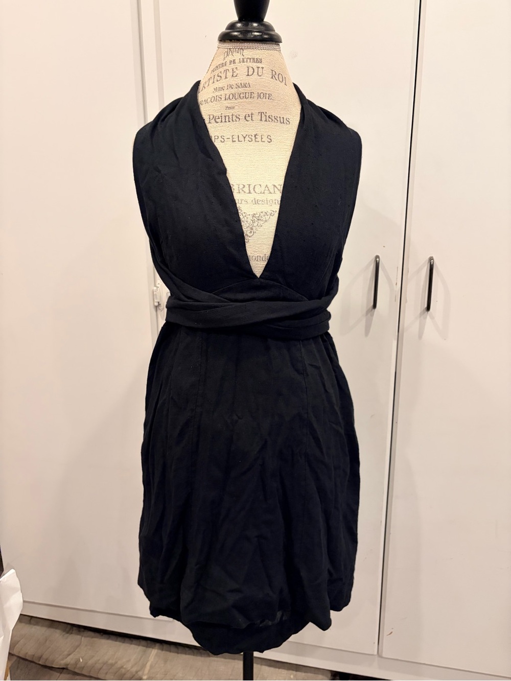 Free people Sleeveless Black Wrap Dress - plunge V- Neck